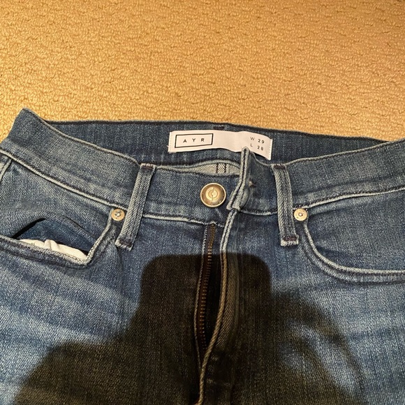 AYR The Riser High Rise Skinny Raw Hem Neon Jupiter Skinny Jeans - Picture 5 of 6